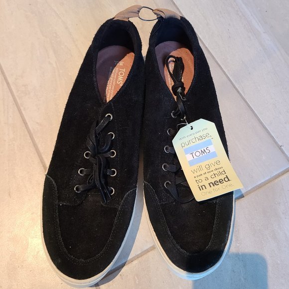 MENS BLACK SUEDE TOMS SIZE 13 - Picture 1 of 3